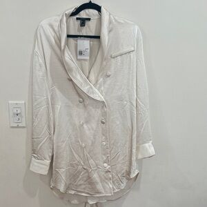 Forever 21 Cream Double-Breasted Jacket
